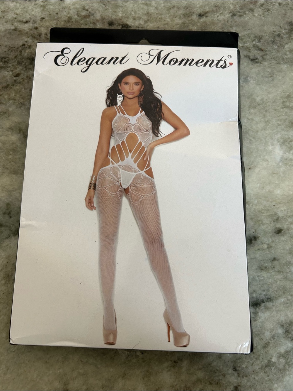 Elegant Moments White Sheer Fishnet Cutout Bodystocking